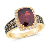 14K YELLOW GOLD DIAMOND GARNET RING