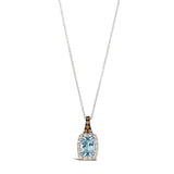 14K WHITE GOLD DIAMOND AQUAMARINE PENDANT