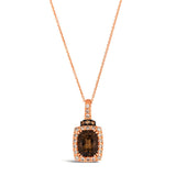 14K STRAWBERRY GOLD DIAMOND SMOKY QUARTZ PENDANT