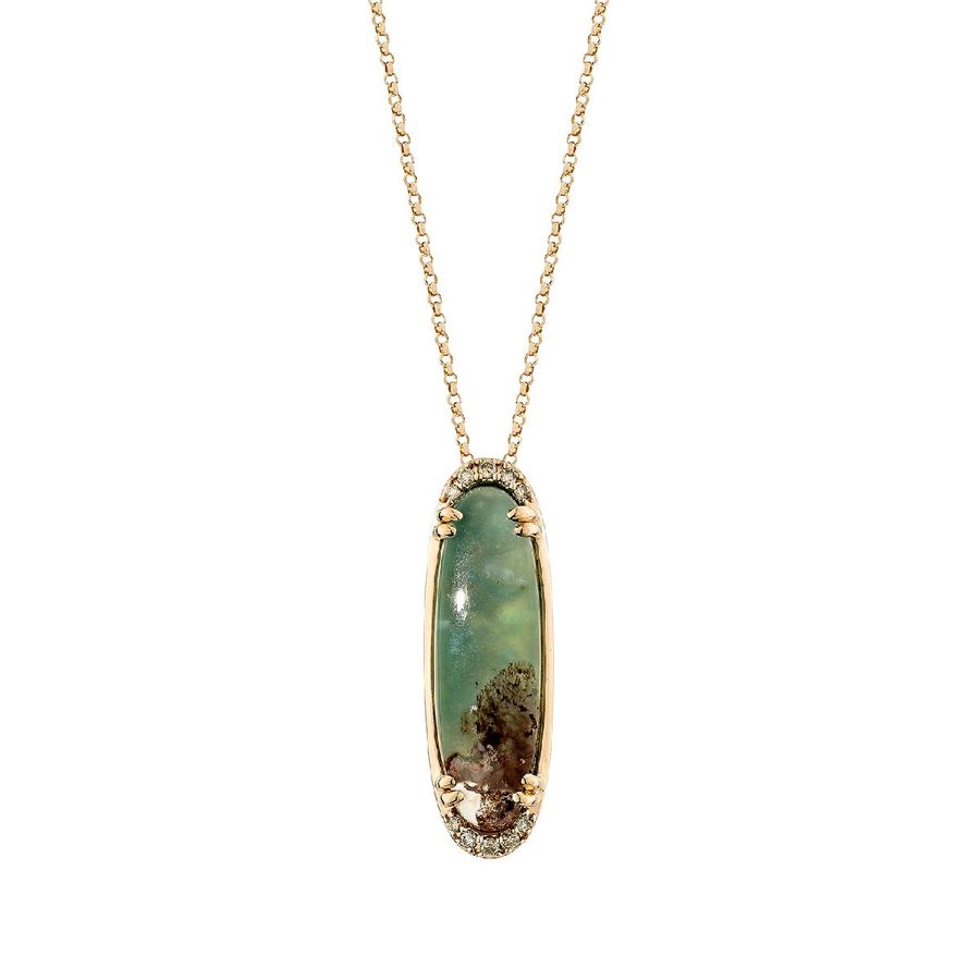 14K STRAWBERRY GOLD DIAMOND AQUAPRASE CANDY PENDAN