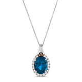 14K WHITE GOLD DIAMOND LONDON BLUE TOPAZ PENDANT