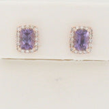 14K STRAWBERRY GOLD DIAMOND AMETHYST EARRINGS