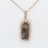 14K STRAWBERRY GOLD DIAMOND SMOKY QUARTZ PENDANT