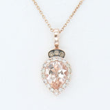 14K STRAWBERRY GOLD DIAMOND MORGANITE PENDANT