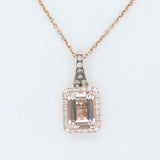 14K STRAWBERRY GOLD DIAMOND MORGANITE PENDANT