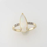 14K YELLOW GOLD DIAMOND OPAL RING