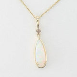 14K YELLOW GOLD DIAMOND OPAL PENDANT