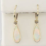 14K YELLOW GOLD DIAMOND OPAL EARRINGS