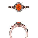 14K STRAWBERRY GOLD DIAMOND FIRE OPAL RING