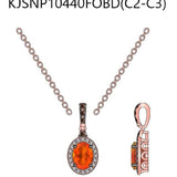 14K STRAWBERRY GOLD DIAMOND FIRE OPAL PENDANT