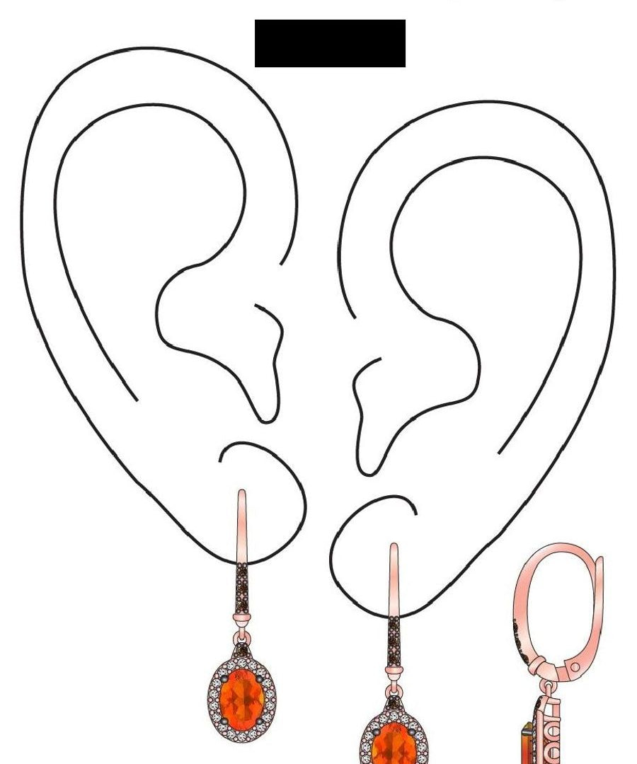 14K STRAWBERRY GOLD DIAMOND FIRE OPAL EARRINGS