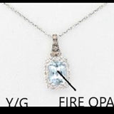 14K YELLOW GOLD DIAMOND FIRE OPAL PENDANT