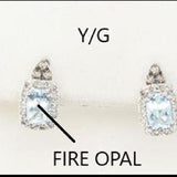 14K YELLOW GOLD DIAMOND FIRE OPAL EARRINGS