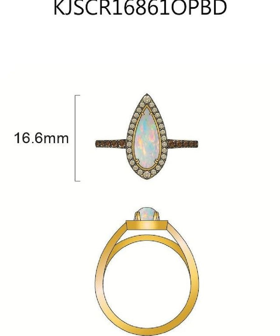 14K YELLOW GOLD DIAMOND OPAL RING