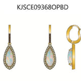 14K YELLOW GOLD DIAMOND OPAL EARRINGS