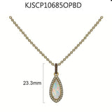 14K YELLOW GOLD DIAMOND OPAL PENDANT