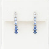 14K WHITE GOLD WHITE SAPPHIRE, SAPPHIRE OMBRE EARR