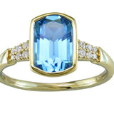 14K YELLOW GOLD DIAMOND BLUE TOPAZ RING