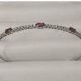 14K WHITE GOLD DIAMOND SAPPHIRE BANGLE