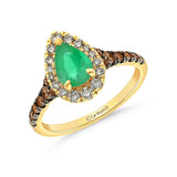 14K YELLOW GOLD DIAMOND EMERALD RING