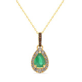 14K YELLOW GOLD DIAMOND EMERALD PENDANT