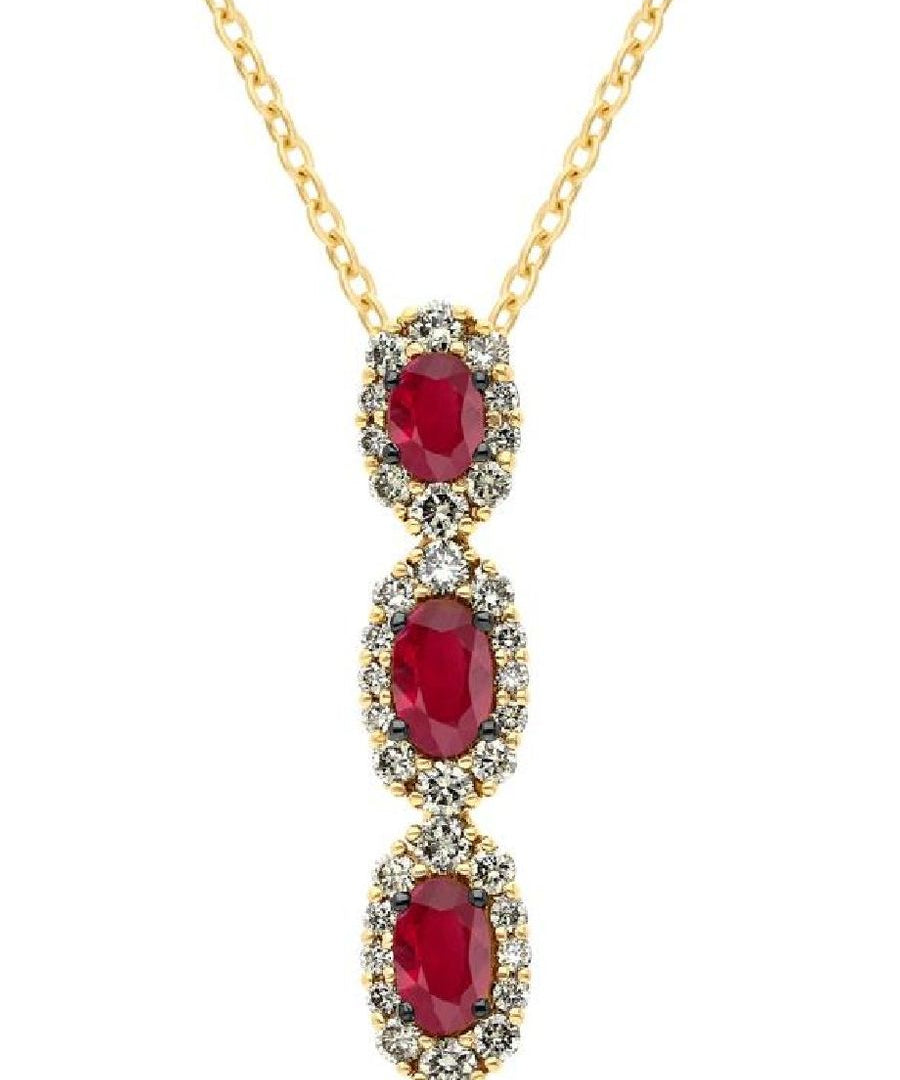 14K YELLOW GOLD DIAMOND RUBY PENDANT