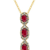 14K YELLOW GOLD DIAMOND RUBY PENDANT
