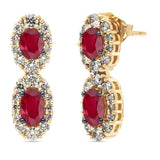 14K YELLOW GOLD DIAMOND RUBY EARRINGS