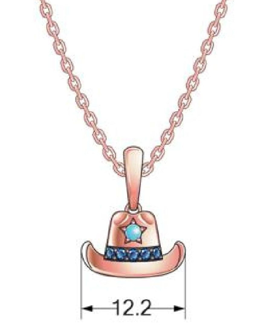14K STRAWBERRY GOLD TURQUOISE, SAPPHIRE PENDANT