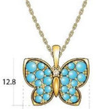 14K YELLOW GOLD DIAMOND TURQUOISE PENDANT