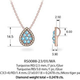 14K STRAWBERRY GOLD DIAMOND TURQUOISE PENDANT