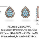 14K STRAWBERRY GOLD DIAMOND TURQUOISE EARRINGS
