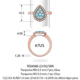 14K STRAWBERRY GOLD DIAMOND TURQUOISE RING