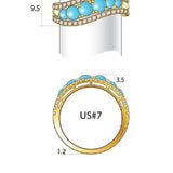 14K YELLOW GOLD DIAMOND TURQUOISE RING