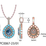 14K STRAWBERRY GOLD DIAMOND LONDON BLUE TOPAZ, TUR