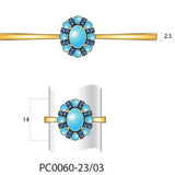 14K YELLOW GOLD TURQUOISE, SAPPHIRE RING