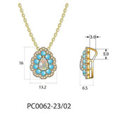 14K YELLOW GOLD DIAMOND OPAL, TURQUOISE PENDANT