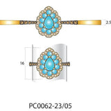 14K YELLOW GOLD DIAMOND TURQUOISE RING