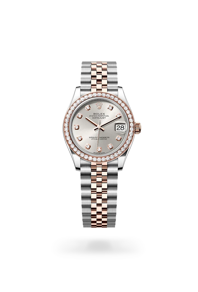 Rolex  Datejust 31 in Oyster, 31 mm, Oystersteel, Everose gold and diamonds