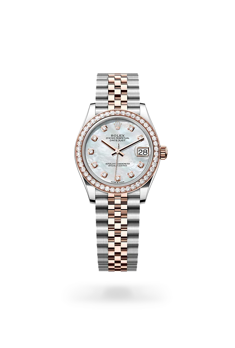 Rolex  Datejust 31 in Oyster, 31 mm, Oystersteel, Everose gold and diamonds