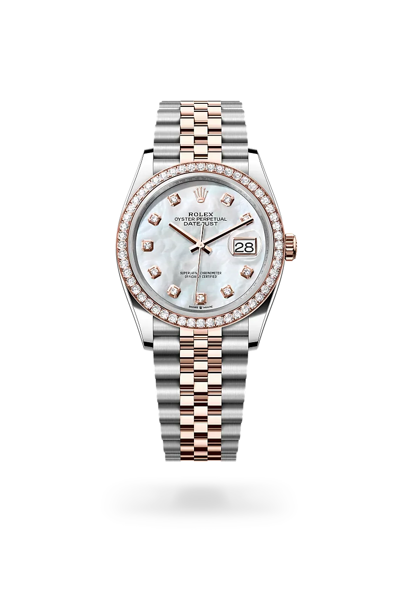 Rolex  Datejust 36 in Oyster, 36 mm, Oystersteel, Everose gold and diamonds