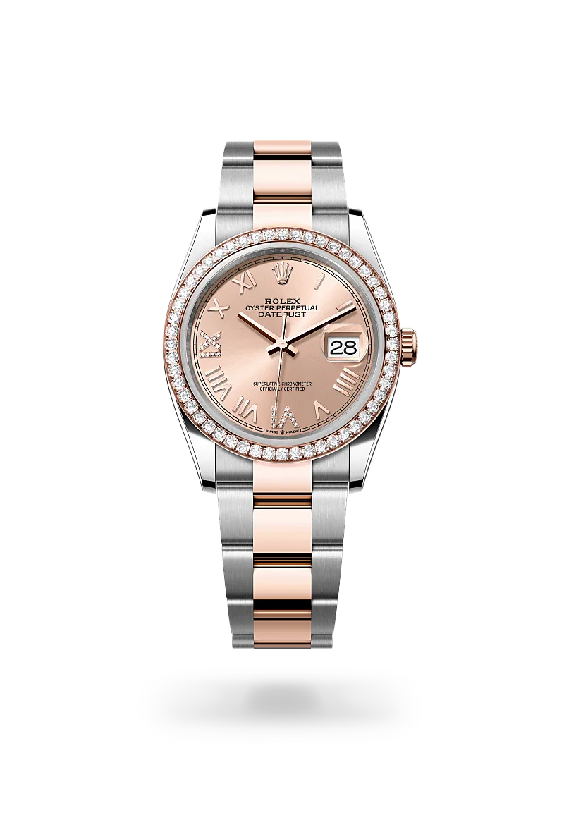 Rolex  Datejust 36 in Oyster, 36 mm, Oystersteel, Everose gold and diamonds