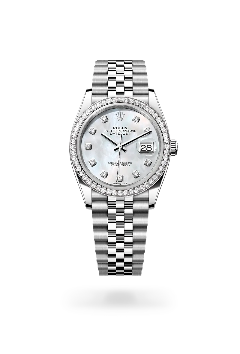 Rolex  Datejust 36 in Oyster, 36 mm, Oystersteel, white gold and diamonds