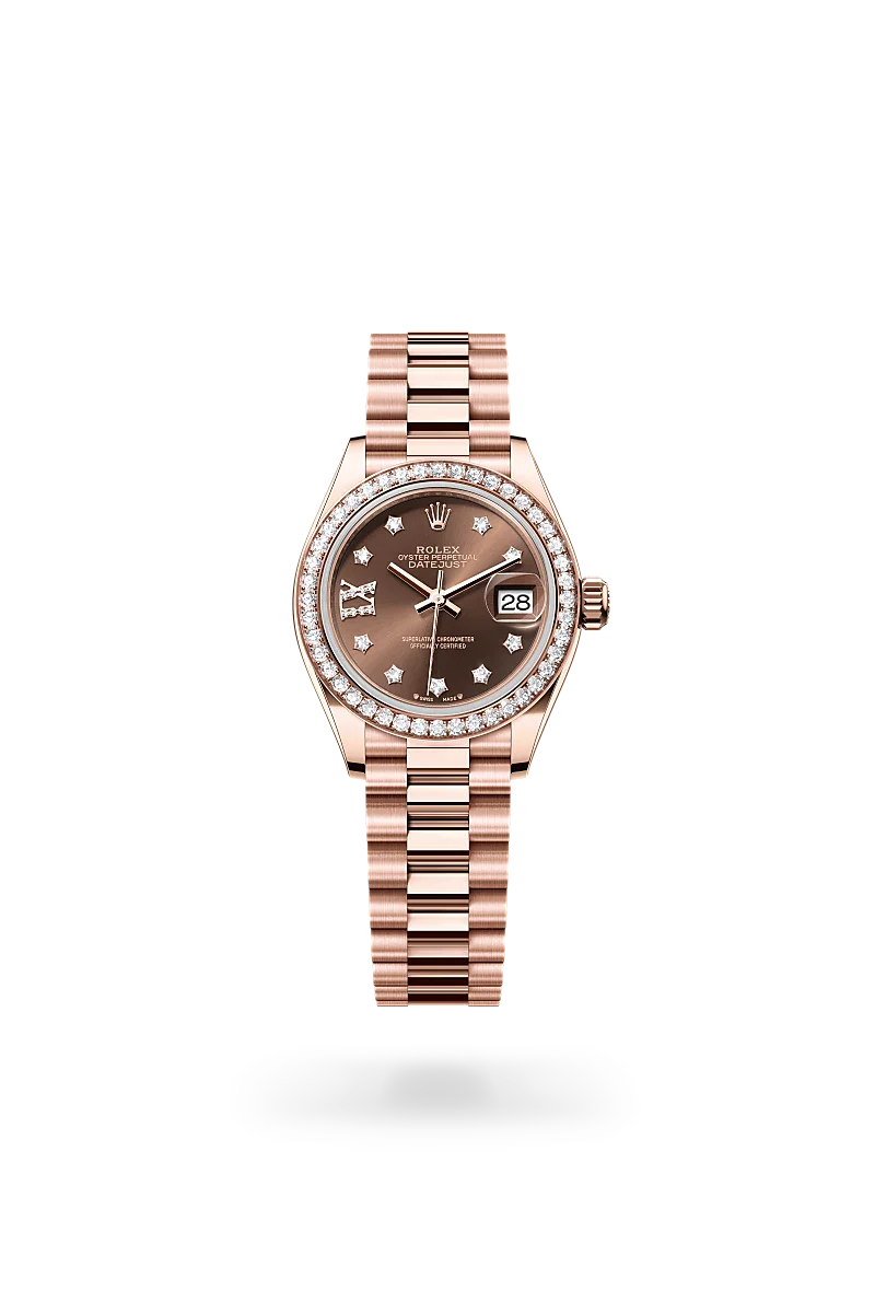 Rolex  Lady-Datejust in Oyster, 28 mm, Everose gold and diamonds