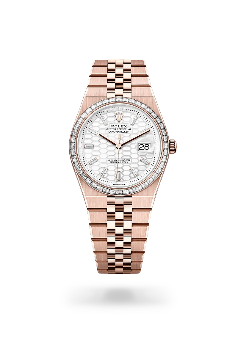 Rolex  Land-Dweller 36 in Oyster, 36 mm, Everose gold and diamonds