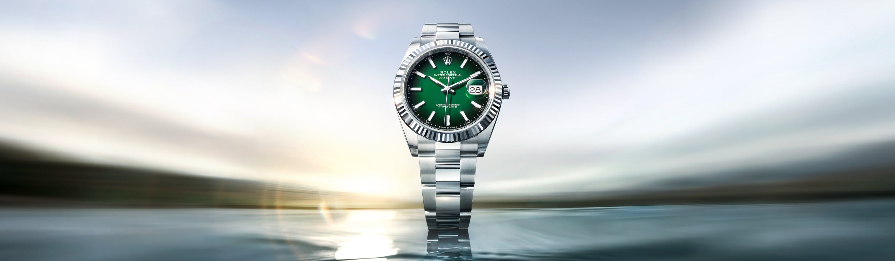 Rolex Datejust 41 in white Rolesor with green lacquer ombré dial