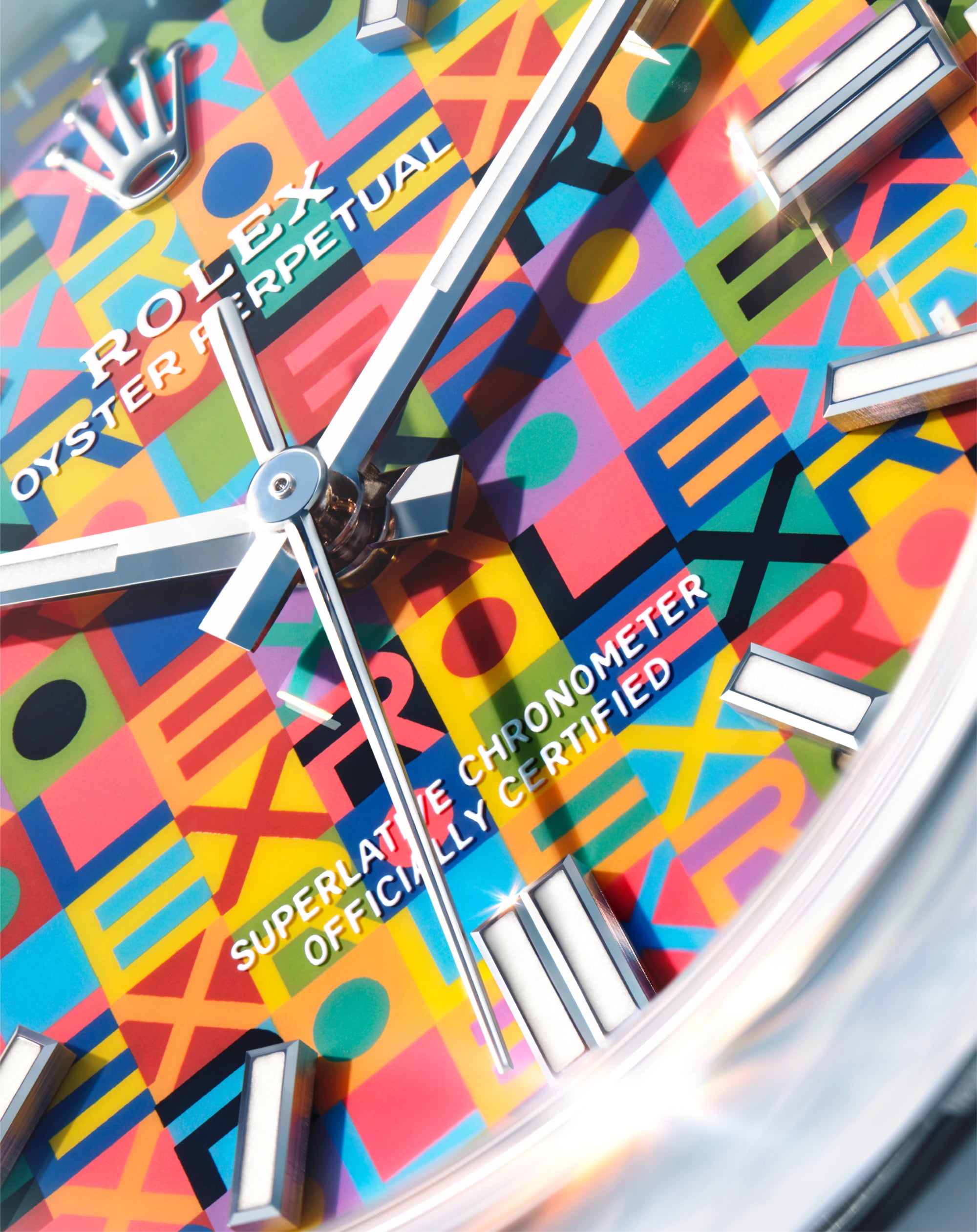 Close-up of the Rolex Oyster Perpetual 36 Jubilee dial