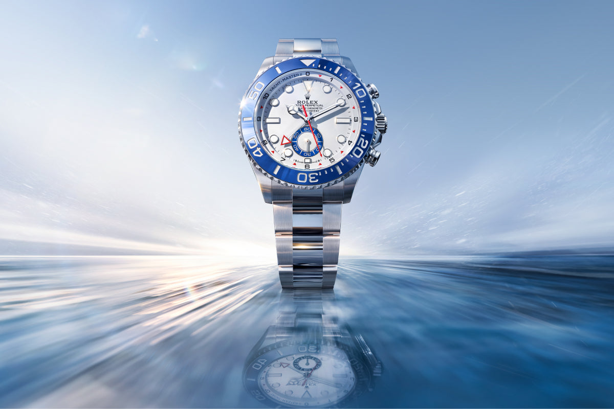 Rolex Yacht-Master II in Oystersteel with white matte dial and blue Cerachrom bezel, new watches 2026