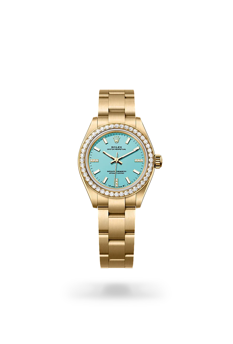 Rolex  Oyster Perpetual 28 in Oyster, 28 mm, yellow gold and diamonds