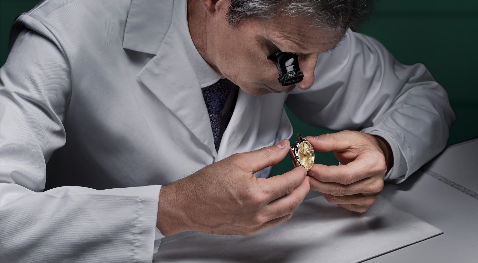 Rolex watch receiving inspection by an authorized and Rolex-trained watchmaker